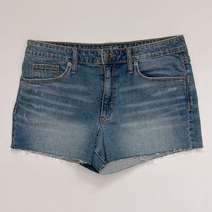Denim shorts.